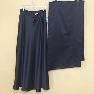 Dressy long black skirt size 10 with wrap.